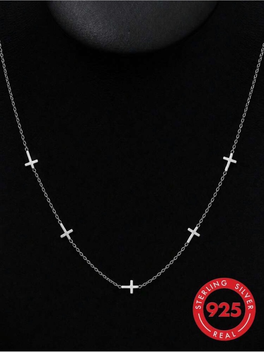 925 Sterling Silver multiple Cross Necklace - Silver